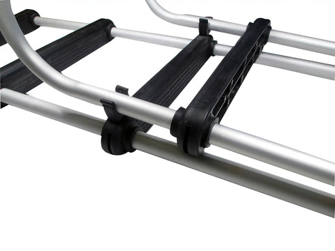 Removable Folding 5 Step Pontoon Boat Ladder With Anodized Aluminum Tubing Built Tough And Holds Up To 300 Lbs Stows Easily On Deck With Rail Mount Clips For Quick Access And Compact Storage, 5-step folded view