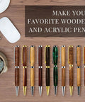 Wooden and acrylic slimline pens made with 102 Piece 7mm Pen Making Kit Bundle for Woodturning Slimline Pens Bulk Twist Kit.
