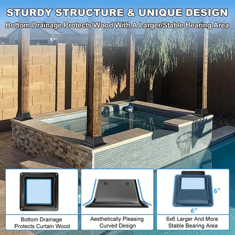 Heavy Duty 4x4 Post Base Brackets Set Of 3 For Dry Wood Posts Up To 3.58 Inches Inner Size 3.6x3.6 Powder Coated Solid Steel Deck Anchors Wood Post Holder For Porch Railings Fences Pergolas