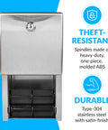 Surface Mounted Multi Roll Toilet Paper Dispenser In Satin Stainless Steel For Public Restrooms Built To Last Durable 304 Stainless Easy Auto Roll Replacement Commercial Bathroom Accessory Model B2888 theft-resistant design