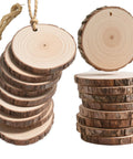 Ready To Hang Wood Slices Craft Kit With 20 Natural Pine Discs And 8M Hemp Rope Pre-Drilled With 3mm Holes 3.2 To 4 Inch