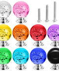 Colorful Glass Cabinet Knobs 30mm Round Bubble Design, 10 Pack Drawer Pulls With Three Screw Sizes For Cabinets, Drawers, Dressers, And Home Makeovers, Smooth Modern Hardware. Assorted colors
