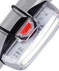 USB Rechargeable Bike Front Light With 200 Lumen LED Output For Day And Night Visibility mounted on bicycle tube