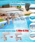 Adjustable Waterfall Pool Fountain for Above Ground Pools Easy to Install and Fits Various Frame Sizes with cascade effect