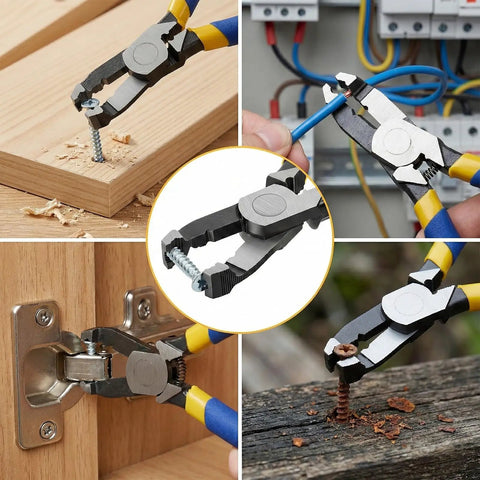 Multi Function Screw Cutter Pliers With Non Slip Serrated Jaws For Extracting Stripped Or Rusted Screws And Gripping Nuts And Bolts