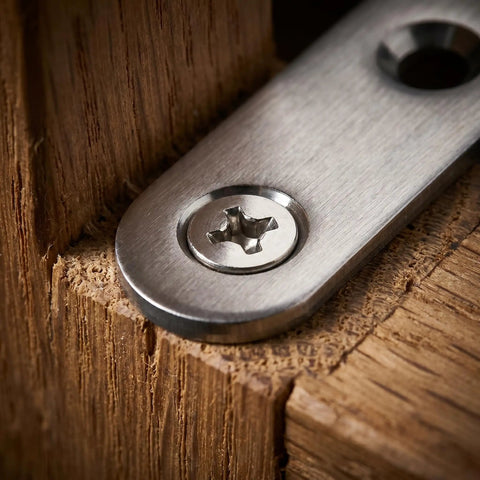 Heavy Duty Stainless Steel Straight Braces With 24 Screws Included For Wood Furniture Repair And Reinforcement close-up