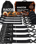 Heavy Duty Ratchet Straps With Padded Handle 5280 Lb Break Strength One Point Six Inch Wide Tie Down Straps set