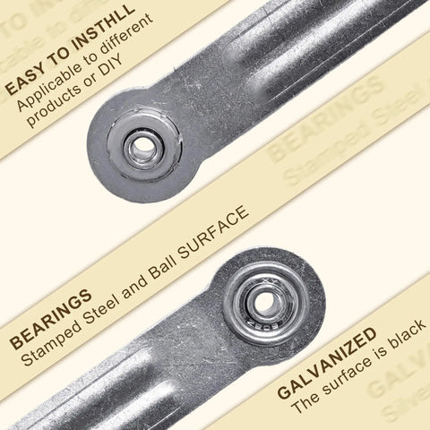 Eight Pack Glider Bearing Arm Brackets Heavy Duty Hardware Rockers With Galvanized Finish, 6.88 Inch Overall Length, 5.5 Inch Hole Spacing, One Quarter Inch Bolt Holes, Durable Weatherproof DIY Install, close-up of galvanized bearing arm bracket