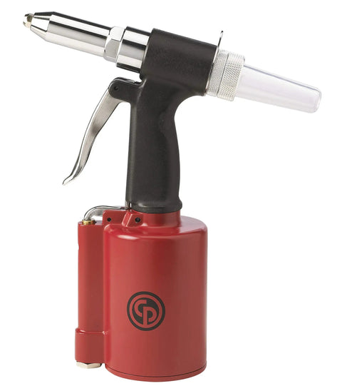 Air Rivet Gun For DIY And Pros, 2200 Lb Pulling Force, 3/16 Inch Max Rivet Size, black grip, red body, side view