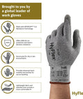 Cut Resistant Nylon Spandex Work Gloves For Machinery And Auto Shops Intercept Tech Safety Flexible Grip in hand view, size XL, grey