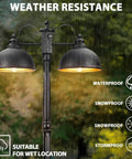Double Head Dusk To Dawn Outdoor Lamp Post Lights With Outlet Farmhouse Aluminum Black Pole Lights in rain