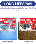 Straight Up Tough Restricted Area Sign Authorized Personnel Only Do Not Enter Safety Plaque in water and dirt environments.