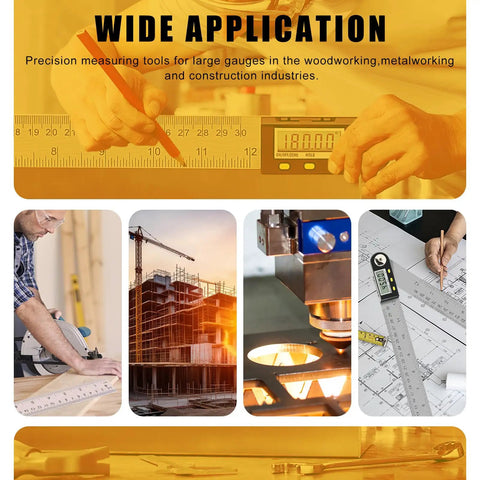 Precision measuring tools for woodworking and construction using Killer Accuracy 12 Inch Digital Angle Finder and Stainless Steel Protractor.