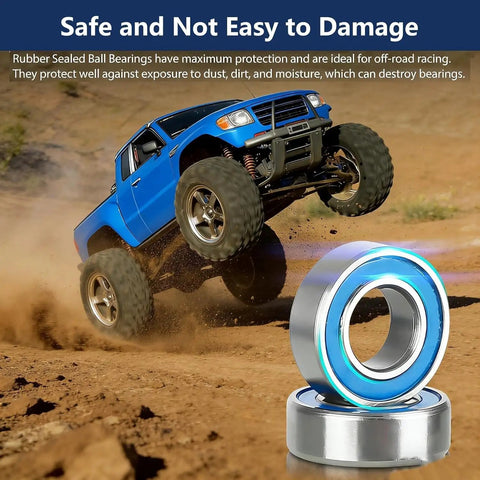21 Pcs Beefy Heavy Duty Silver Blue RC Bearing Kit Rustproof Steel Sealed Ball Bearings For Traxxas Slash Stampede 4x4 4WD VXL