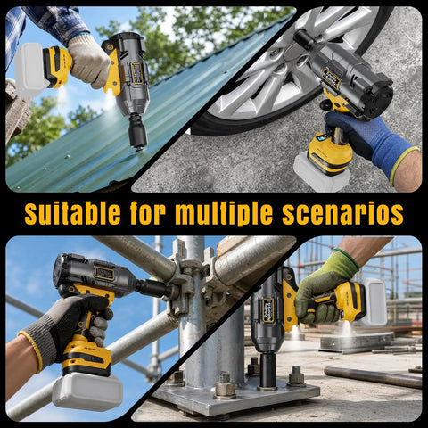 Pro Shop Three Quarter Inch Cordless Brushless Impact Wrench delivering a kickass 1600 Ft Lbs of serious torque being used on various job sites.