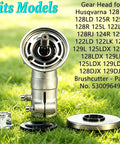 Heavy Duty Gearbox Assembly For Weed Trimmer Heads That Fit Husqvarna 128LD 128LDX 128L displayed on grassy background