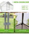 Large Metal Chicken Coop Walk In Poultry Cage With Water Resistant Roof And Anti UV Cover Outdoor Run Pen details