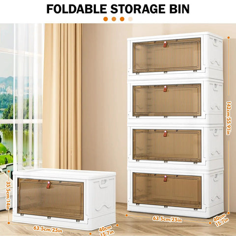 Super Roomy 4 Pack Stackable Storage Bins With Secure Lids And Smooth Rolling Wheels Foldable Closet Organizers For Closets And Garages Keeps Your Place Tight With Zero Hassle Setup And Easy Hauling Moves