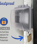 Two Gang Weatherproof In Use Outlet Cover For Outdoor Plugs And Receptacles, Lockable, UL Extra Duty Compliant, side view