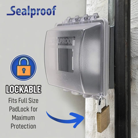 Weatherproof 2-Gang Lockable In-Use Electrical Outlet Cover For Wet Locations with lock, Tough Clear Frost Plastic
