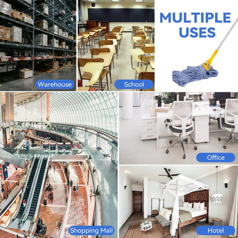 Real Deal Rock Solid Top Shelf Commercial Heavy Duty Wet Mop Heads 6 Pack Looped Cotton String Refills for multi-use in warehouse, school, and office.