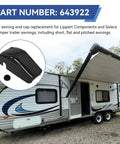Right Side RV Awning Motor Cover 643922 For Camper Awnings And Drive Head End Caps Replacement Front End Cap For Awnings On Trailers Fits Various Systems Beefed Up Heavy Duty Durable Black, black ABS cap on RV awning