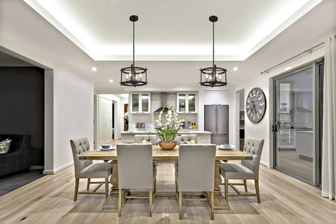 Round Semi Flush Mount Ceiling Light In Black Finish For Living Room Bedroom Kitchen And Hallway, Ultra Sleek Dope Chandelier With E12 Base, UL Listed