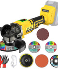 Cordless 4.5 Inch Angle Grinder With Brushless Motor And LED 3 Speed Settings 20V Max Battery Compatible No Battery Included