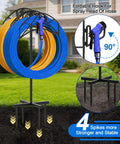Heavy Duty Garden Hose Holder With Dual Hose Storage Holds 160 Ft Per Hose Freestanding Hose Reel Stand 90 Degree Rotatable Hook 4 Ground Spikes Outdoor Yard Lawn Sturdy Hose Organizer