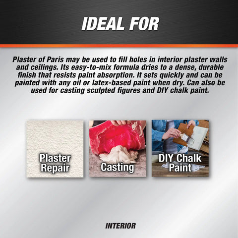 Plaster Of Paris Dry Mix For Interior Wall And Ceiling Repairs White 4 Lb Box Quick Set In 20 To 30 Minutes Uses