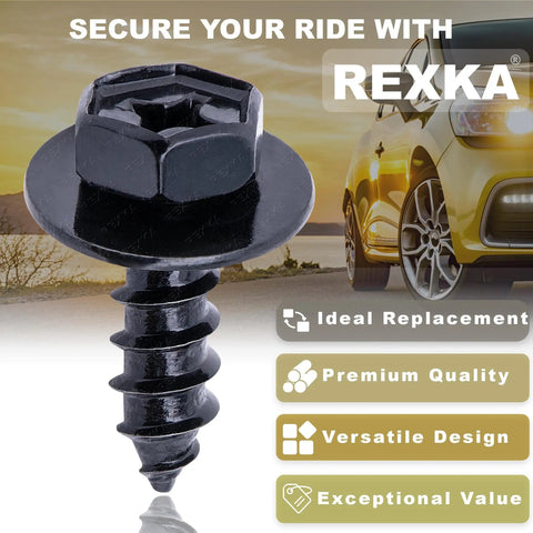Close-up of a black screw from the 20 Piece Fender Liner Screw Bolts Kit For Toyota And Lexus Models 90159-60498