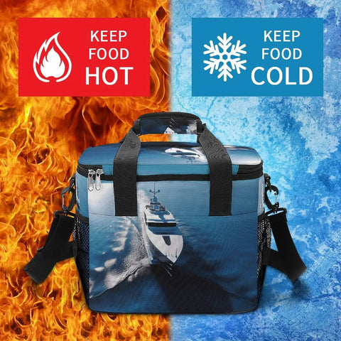Portable Soft Cooler Bag For Camping And Beach Trips Leakproof Insulated Ice Chest With 22L Capacity Yacht Print