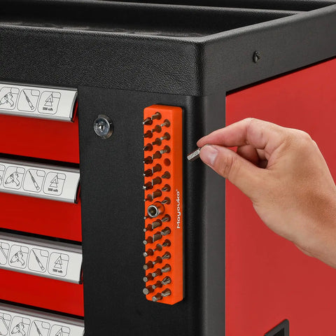 Magnetic Hex Bit Holder Rack Organizer With Magnet Base Pro Grade Four Racks 172 Hole Drill Bit Holder on tool cart