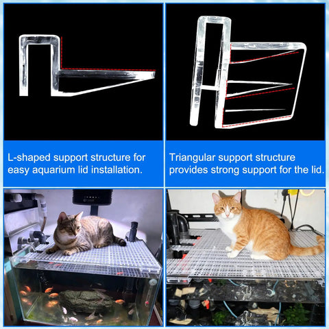 Crystal Clear Six Pack Aquarium Lid Clips Fit Rimless Fish Tanks Securing Glass Covers And Hood Supports Perfect For 5 To 6Mm Thicknesses. L and triangular clip supports shown.