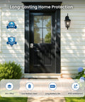 Top Notch Zinc Alloy Keypad Door Lock With Satin Nickel Finish Programmable Smart Keyless Entry Featuring Auto Lock And Privacy Thumbturn Zero Hassle Front Door Security For Apartments And Home Offices on a black front door.