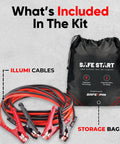 Illumi Heavy Duty Jumper Cables Kit For Cars And Trucks With 12Ft 6 Gauge Copper Wires and storage bag