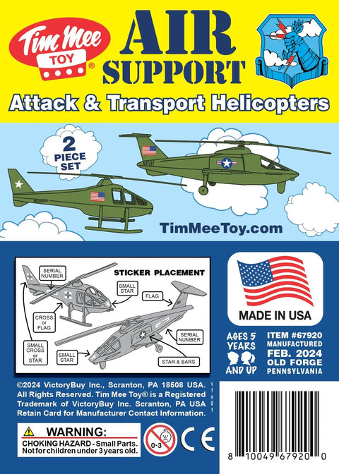 Packaging for Air Support Helicopters 2 Pack OD Green Plastic Army Men Choppers US Made 1 50 Scale 8 Inch Long Battle Toys