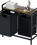 Dual 11 Gallon 42L Laundry Hamper With Removable Liners Divided Laundry Sorter On A Sturdy Metal Frame Pull Out Oxford Bags