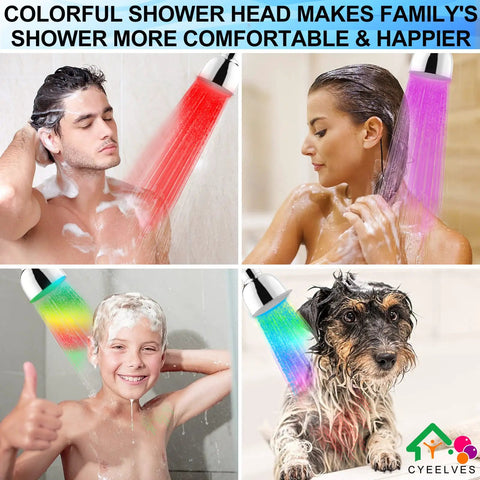 Color Changing Rainfall Shower Head With Seven Color LED Lights, Water Powered Auto Color Shift, High Pressure Quiet Adjustable Showerhead For A Spa Vibe Bathroom Upgrade, Kid And Adult Friendly, Energy Efficient Bath Accessory