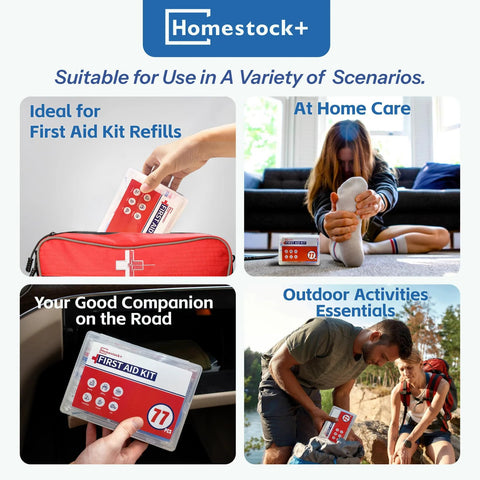 First aid kit refill, 77-piece loose-packed restock, red case for home, car, and outdoor use (Amazon)
