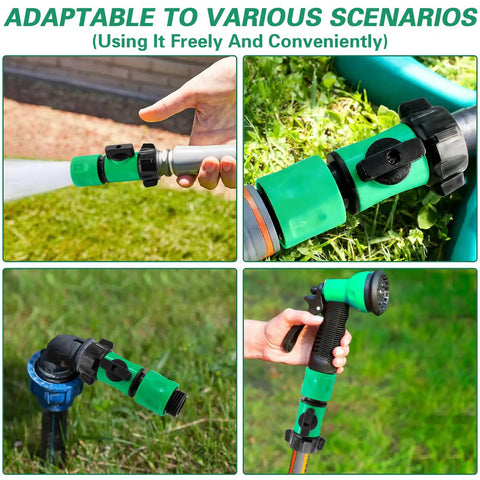 Garden Hose Quick Connect Kit With Three Quarter Inch GHT Female Connectors And Valve Quick Release, Hose Fittings for lawn, patio, and garden irrigation, four pack, easy switch between sprinklers, nozzles, and sprayers