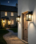 Two Pack Outdoor Wall Sconce Lights Waterproof Exterior Porch Fixtures With Rust Resistant Metal Housing Frosted Glass Deer Pattern And E26 Socket For Home Garage Patio Front Door