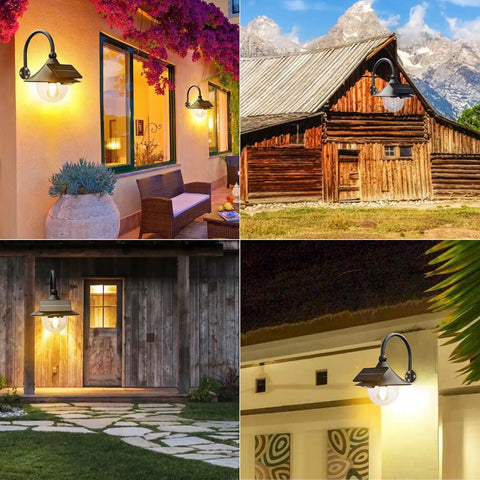 Two Pack Solar Barn Lights With Motion Sensor And 3 Lighting Modes illuminating outdoor spaces like porches and barns