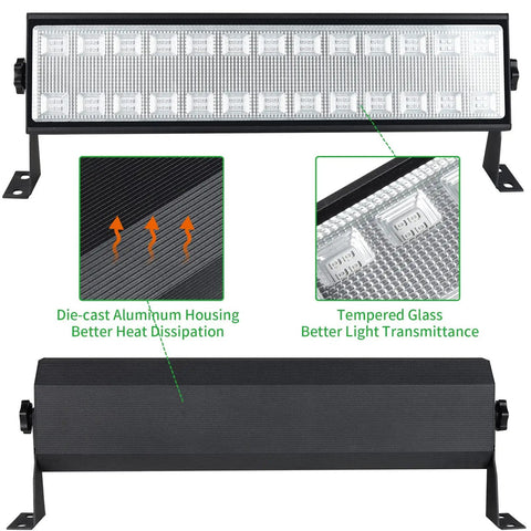 Upgraded 100W Black Light Bar 2 Pack With 104 LEDs Switch Plug And 5 Foot Cable Wide 120 Degree Beam details and build quality