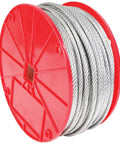 Beefy 1/16 Inch By 500 Foot Galvanized Wire Rope Cable With 7x7 Construction On Red Spool For Garage Doors Winches And Tie Downs