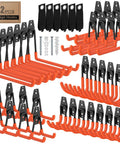 42 Pack Heavy Duty Wall Mount Garage Hooks With Tough As Nails Alloy Steel Build Non Slip PVC Coated Rust Resistant For Tool Setup In Garage Yard And Shop And More Gear, assorted hook set