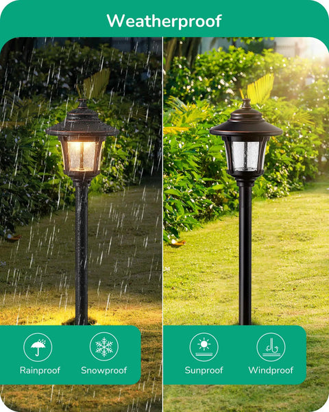 Low Voltage Landscape Pathway Lights 12V 3W 120LM 3000K Seed Glass Orbs in rain and sun, durable aluminum, IPX5 waterproof