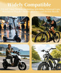 Collage of urban and rural settings featuring usage of 20X Full Twist Throttle Grip for electric bikes and scooters, 12-72V.