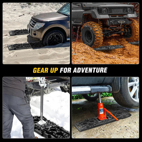 Tough As Nails Off Road Recovery Traction Boards With Built In Jack Lift Base on mud, sand, and snow for 4x4 rescue and escape.