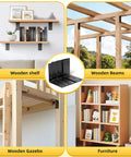 Heavy Duty L Angle Bracket Set 4-Piece 5x5 Wood Post To Beam Corner Braces 1/4 Inch Thick for furniture, shelves, beams, and gazebos.